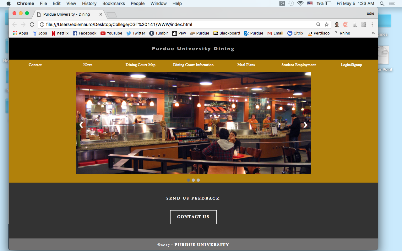 Purdue Dining Website Example